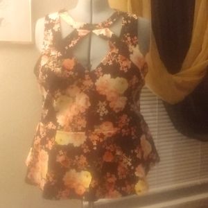 Strappy Floral Peplum top 3x